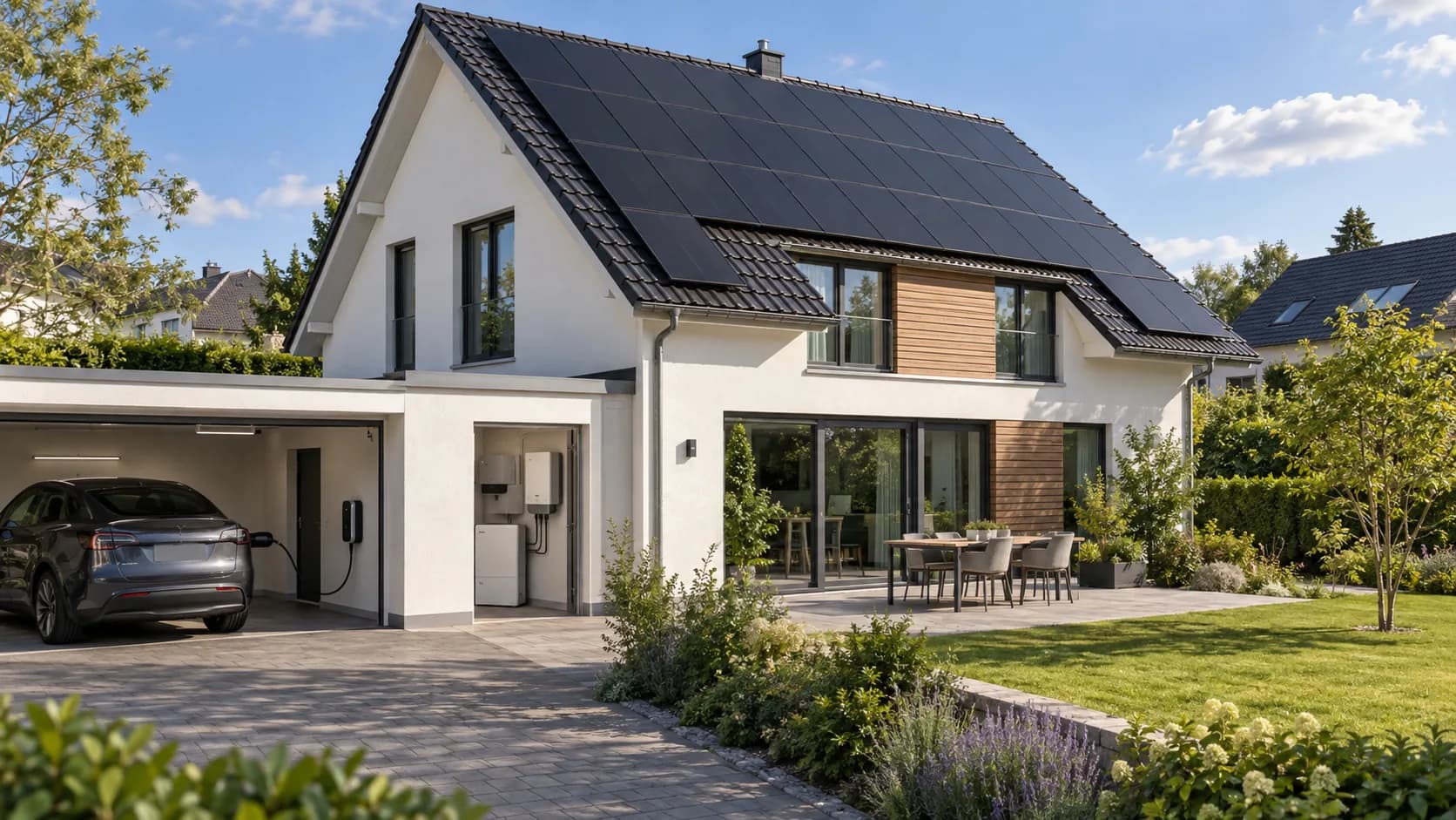 Photovoltaikanlage auf dem Dach eines Einfamilienhauses in Essen-Rüttenscheid